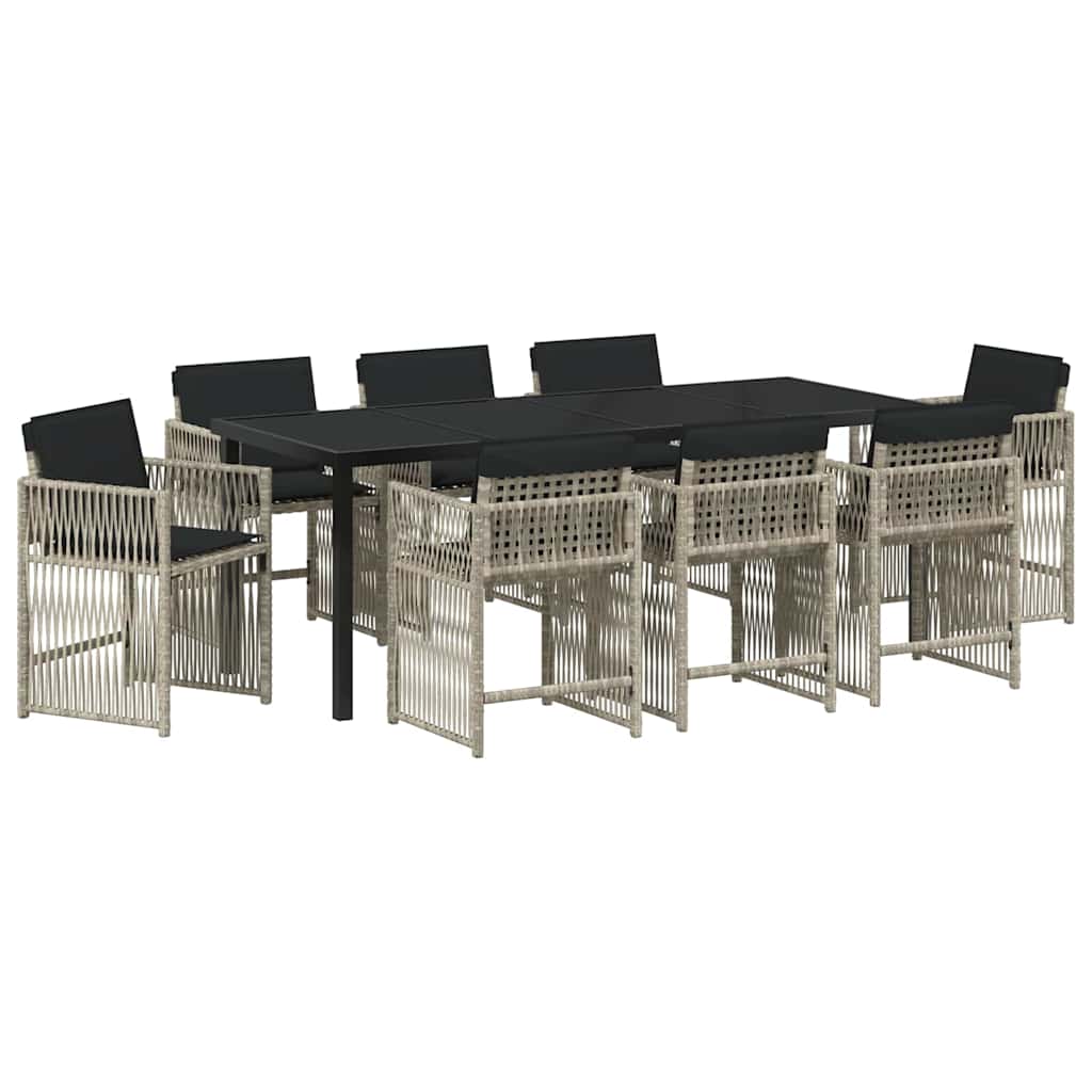 Ensemble de salle à manger pour jardin 9 pcs Gris clair - XIOS