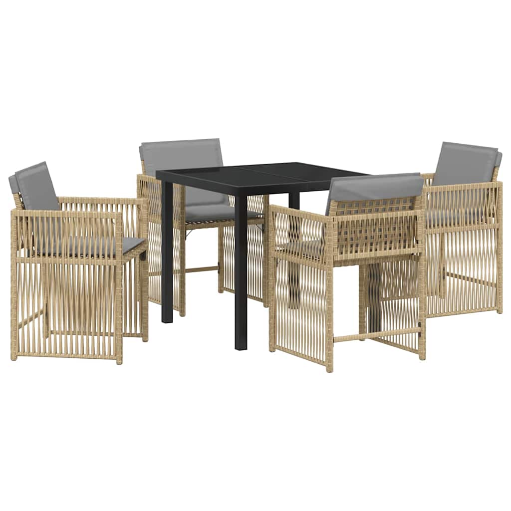 Ensemble de salle à manger pour jardin 5 pcs Beige polyrotin - XIOS