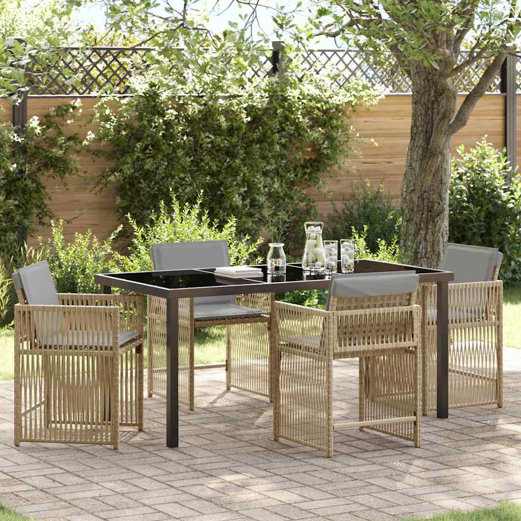 Ensemble de salle à manger pour jardin 5 pcs Beige polyrotin - XIOS