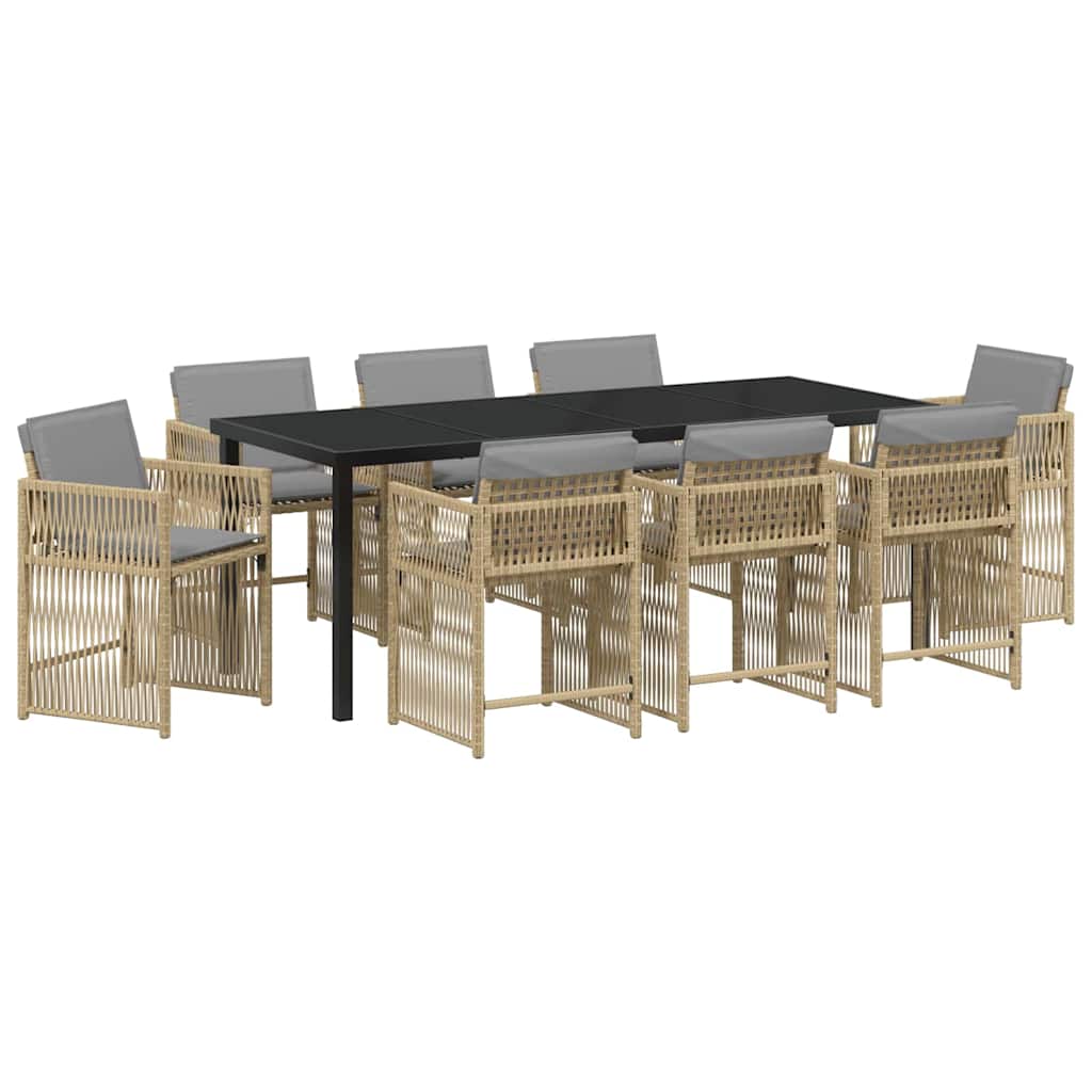 Ensemble de salle à manger pour jardin 9 pcs Beige polyrotin - XIOS