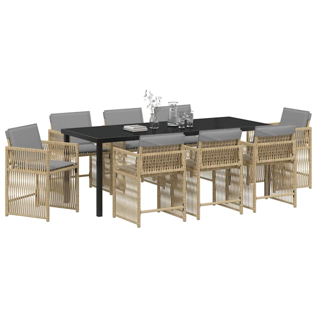 Ensemble de salle à manger pour jardin 9 pcs Beige polyrotin - XIOS