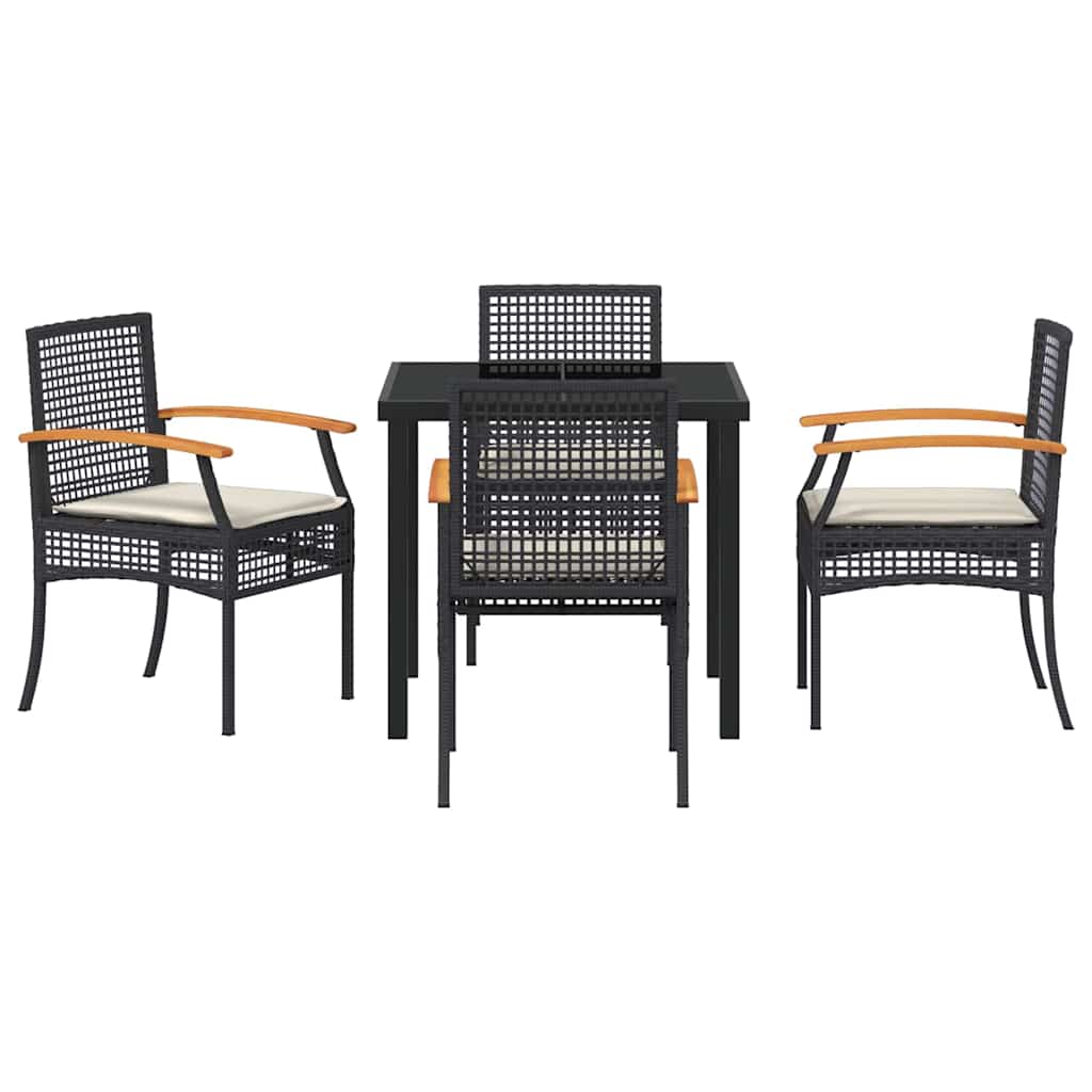 Ensemble de salle à manger pour jardin 5 pcs Noir Rotin - XIOS