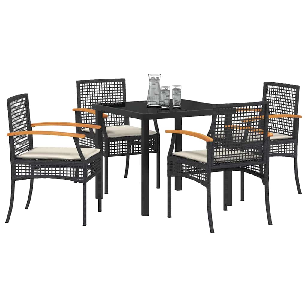 Ensemble de salle à manger pour jardin 5 pcs Noir Rotin - XIOS