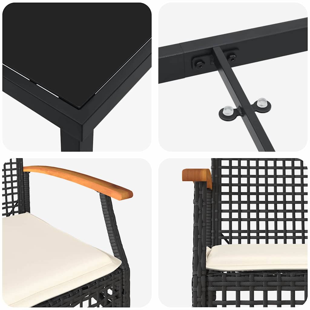 Ensemble de salle à manger pour jardin 5 pcs Noir Rotin - XIOS