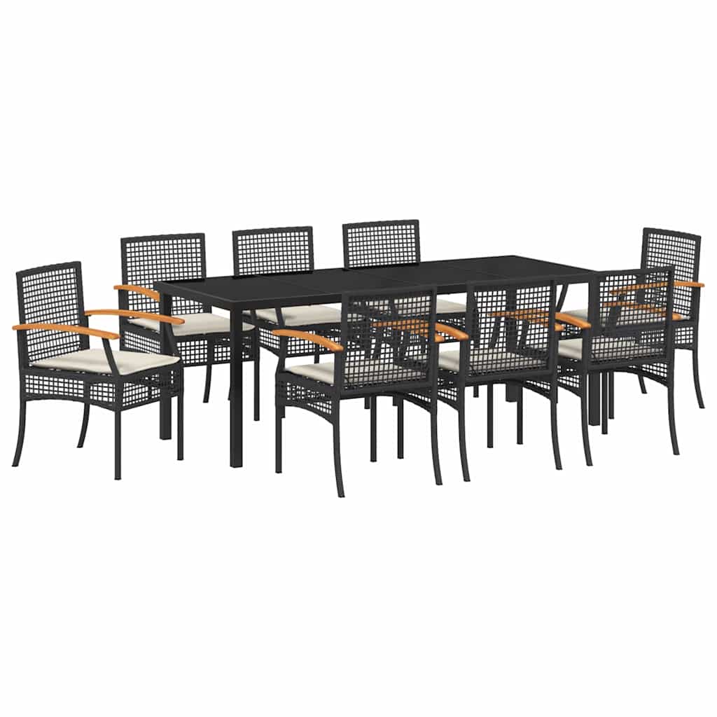 Ensemble de salle à manger pour jardin 9 pcs Noir Rotin - XIOS