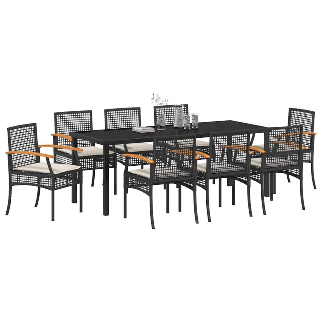Ensemble de salle à manger pour jardin 9 pcs Noir Rotin - XIOS