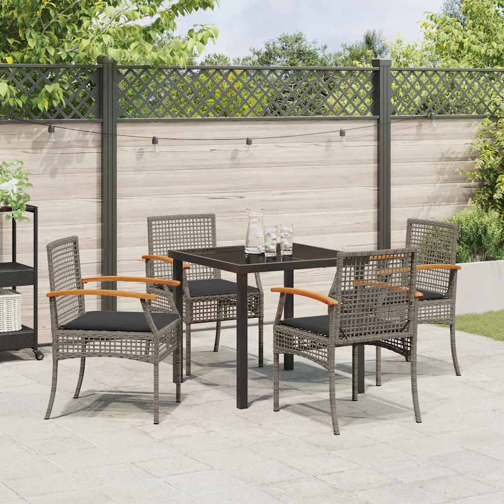 Ensemble de salle à manger pour jardin 5 pcs Gris et Noir Rotin