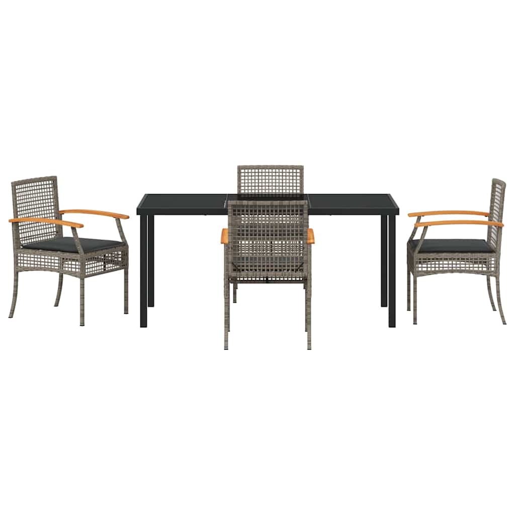 Ensemble de salle à manger pour jardin 5 pcs Gris et Noir Rotin