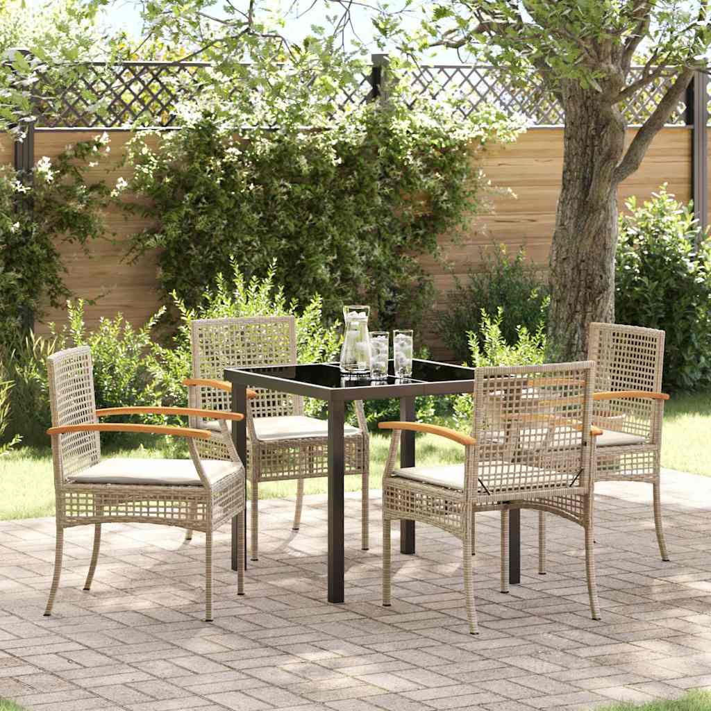 Ensemble de salle à manger pour jardin 5 pcs Beige et Noir - XIOS