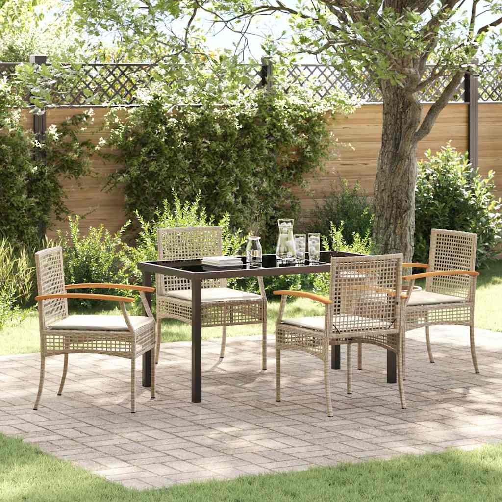 Ensemble de salle à manger pour jardin 5 pcs Beige et Noir - XIOS
