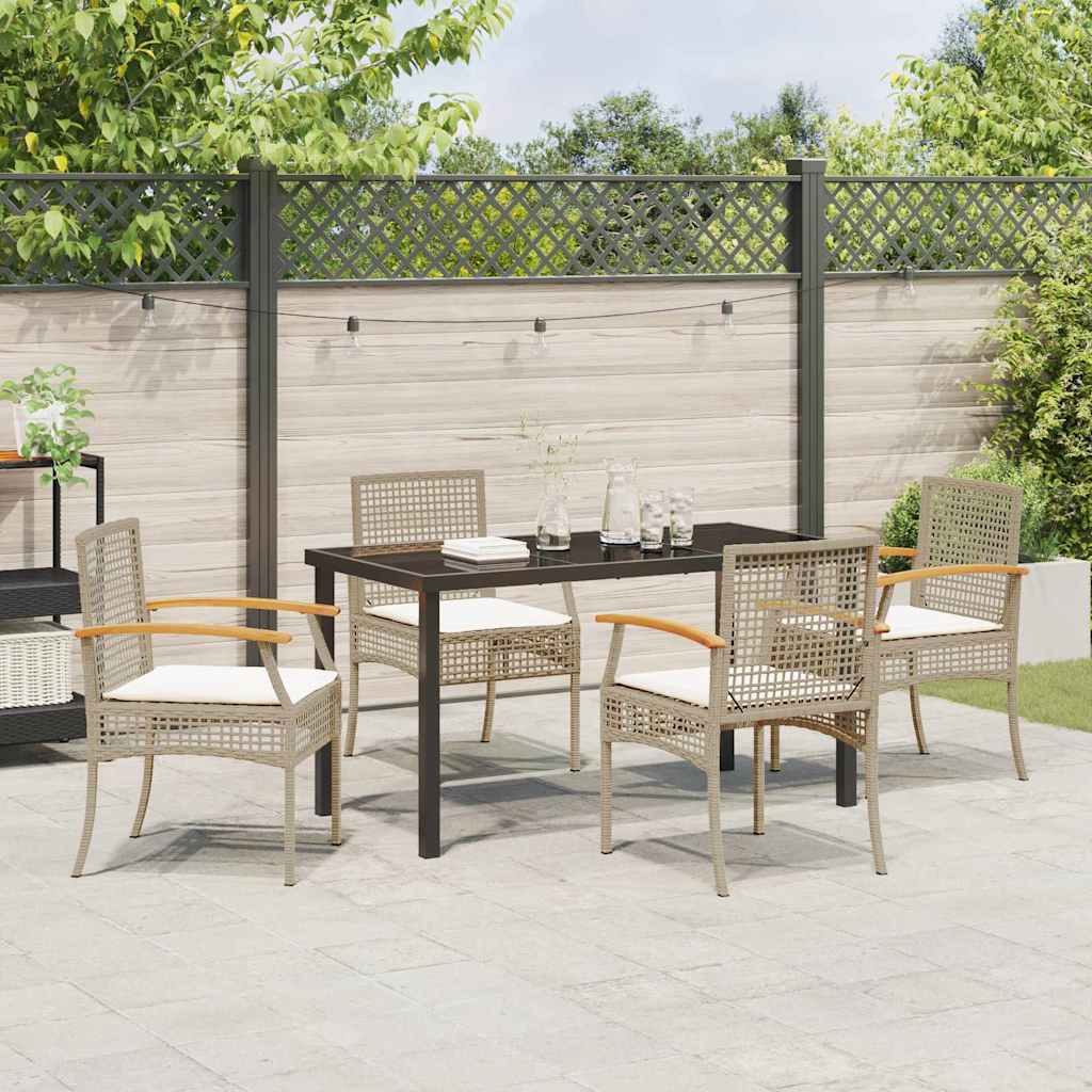 Ensemble de salle à manger pour jardin 5 pcs Beige et Noir - XIOS