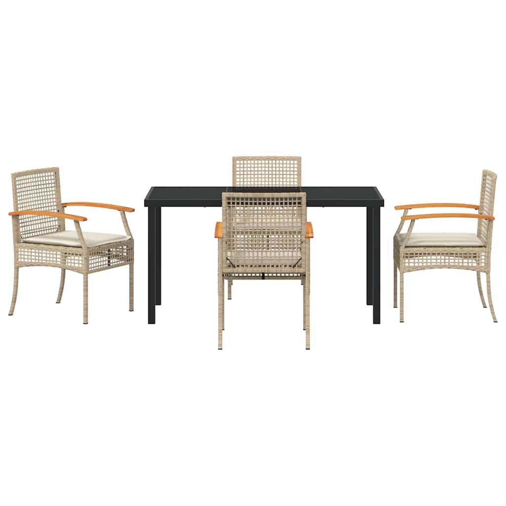 Ensemble de salle à manger pour jardin 5 pcs Beige et Noir - XIOS