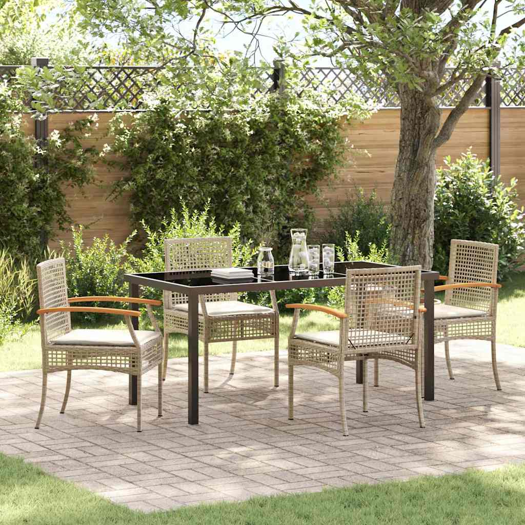 Ensemble de salle à manger pour jardin 5 pcs Beige et Noir - XIOS