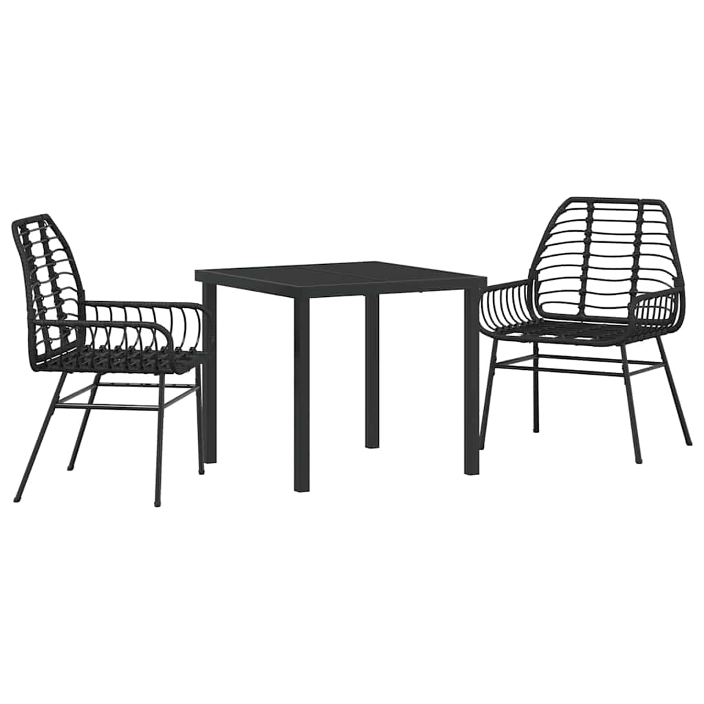 Ensemble de salle à manger pour jardin 3 pcs Noir polyrotin - XIOS