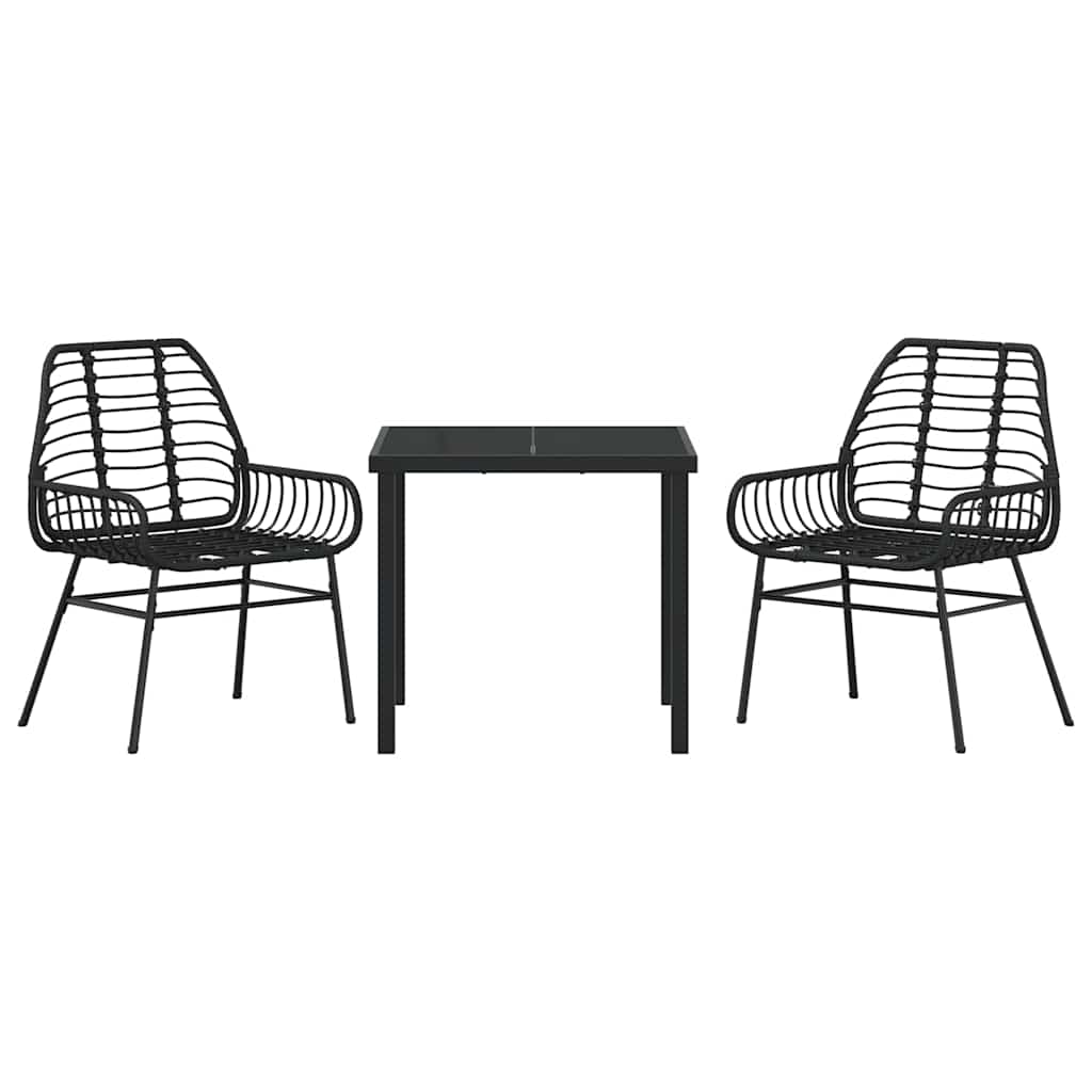 Ensemble de salle à manger pour jardin 3 pcs Noir polyrotin - XIOS