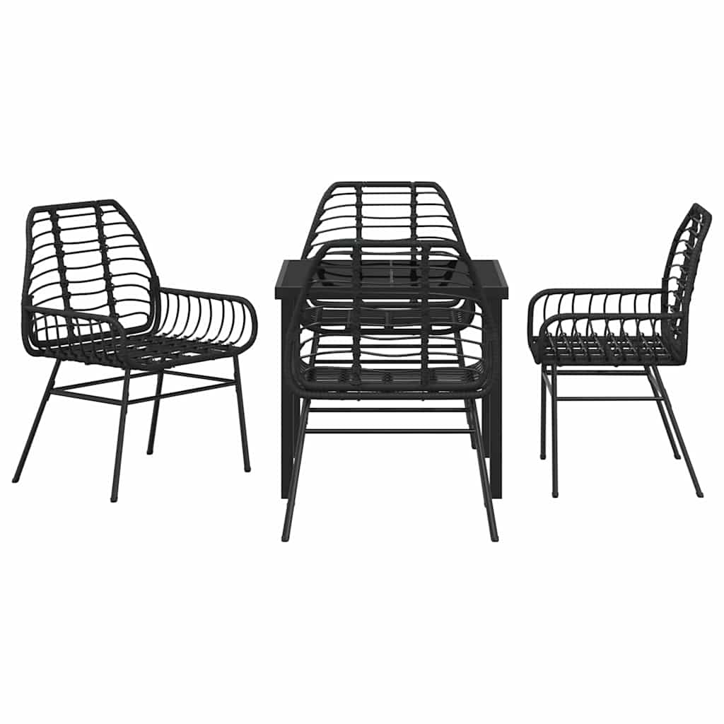 Ensemble de salle à manger pour jardin 5 pcs Noir polyrotin - XIOS