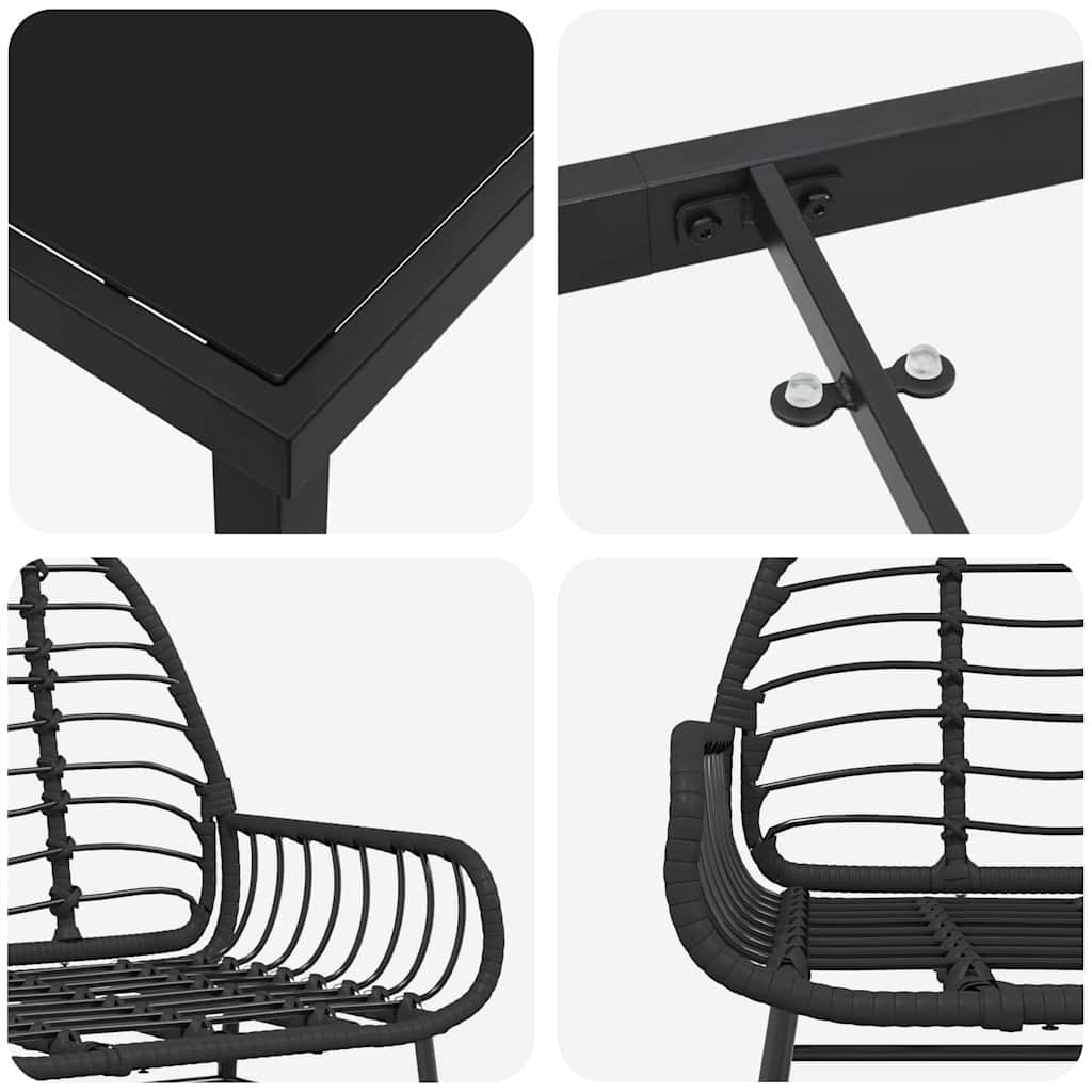 Ensemble de salle à manger pour jardin 5 pcs Noir polyrotin - XIOS