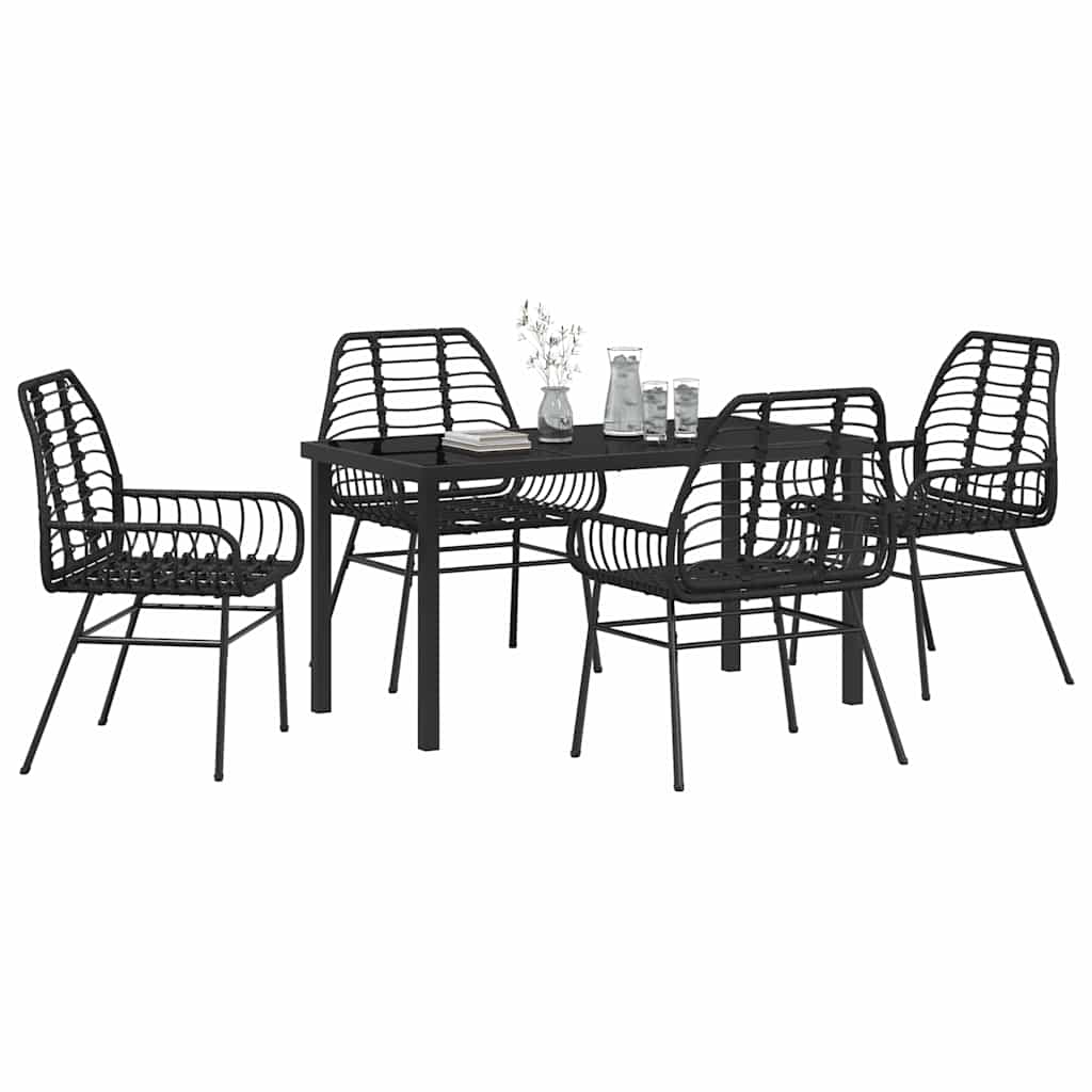 Ensemble de salle à manger pour jardin 5 pcs Noir polyrotin - XIOS