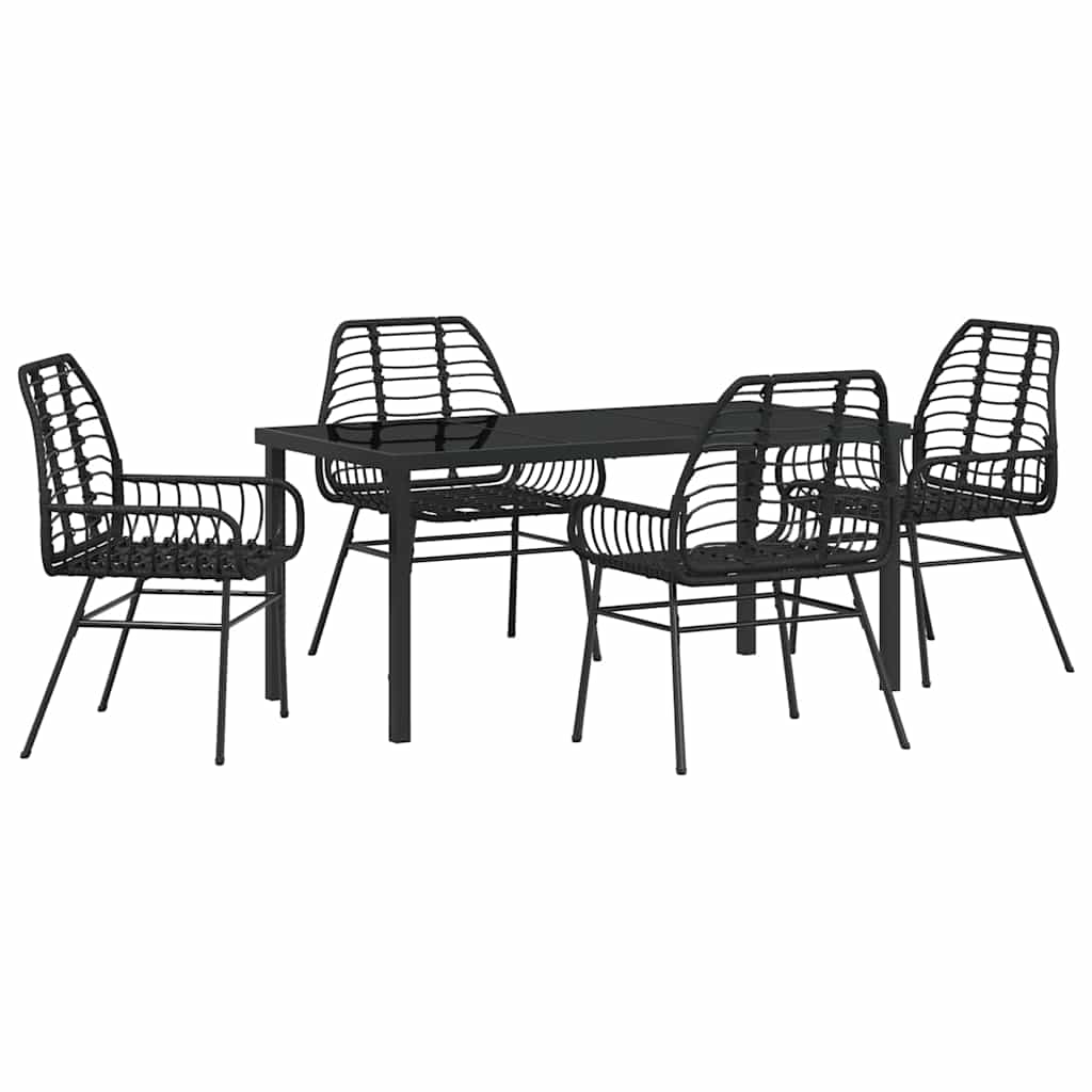 Ensemble de salle à manger pour jardin 5 pcs Noir polyrotin - XIOS