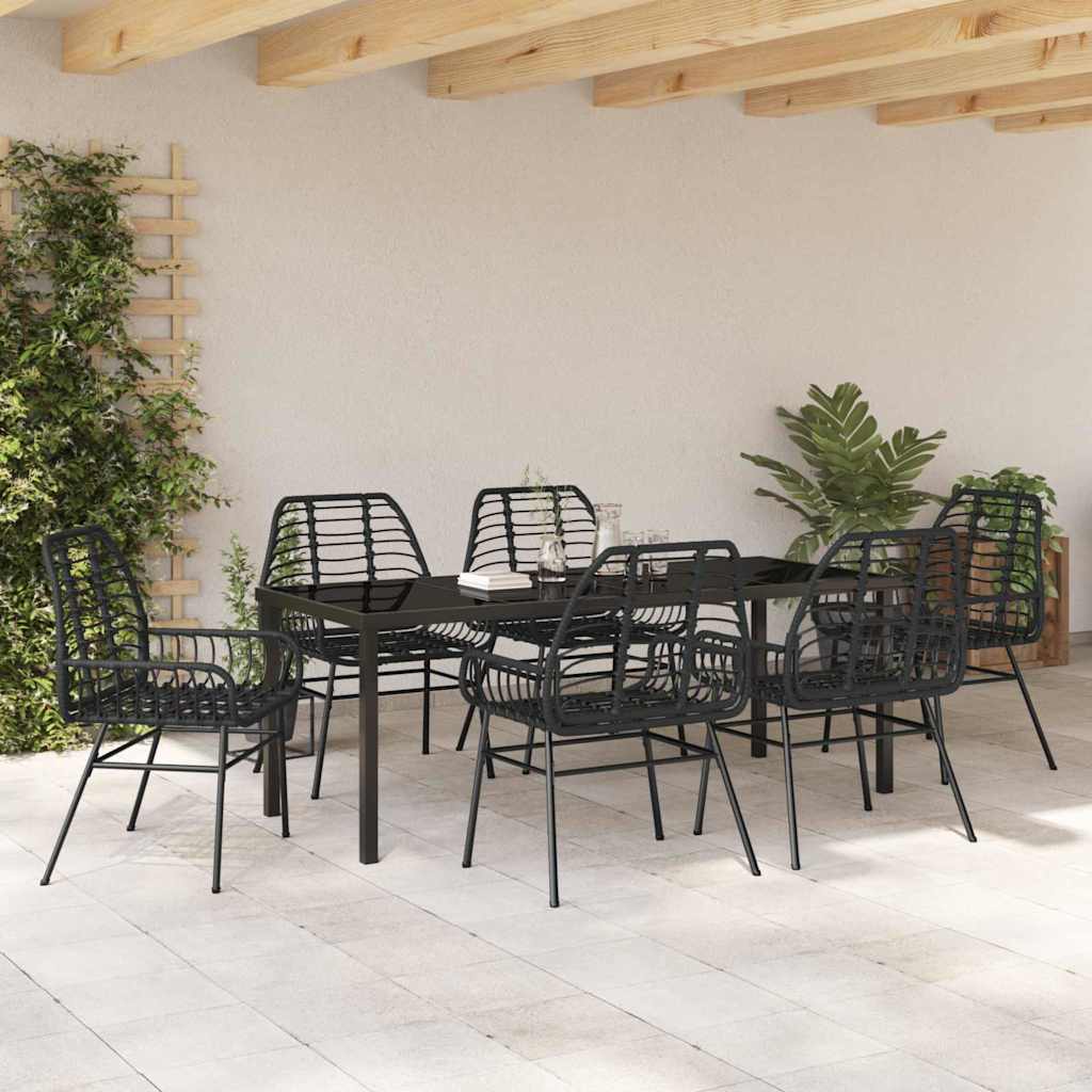 Ensemble de salle à manger pour jardin 7 pcs Noir polyrotin - XIOS
