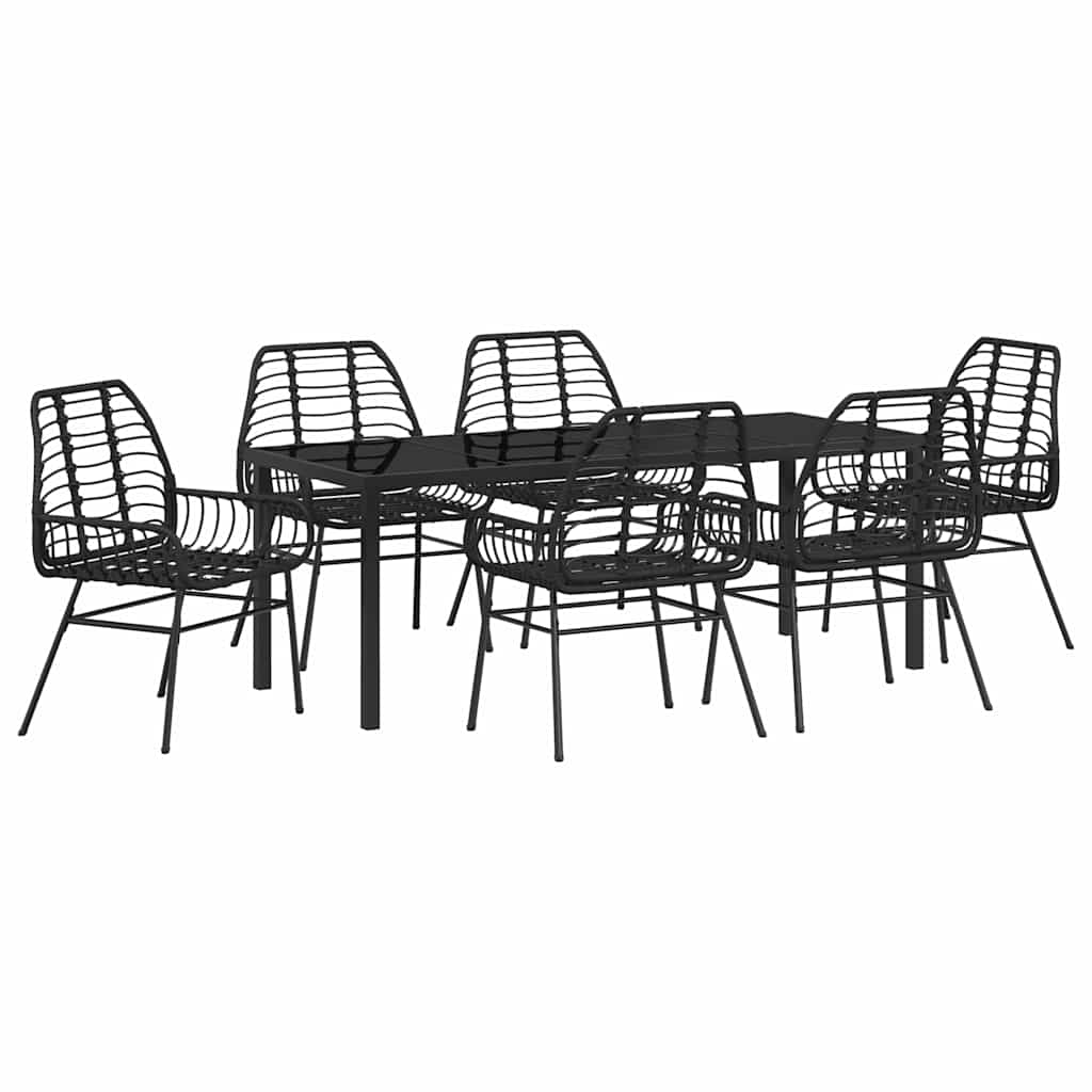 Ensemble de salle à manger pour jardin 7 pcs Noir polyrotin - XIOS