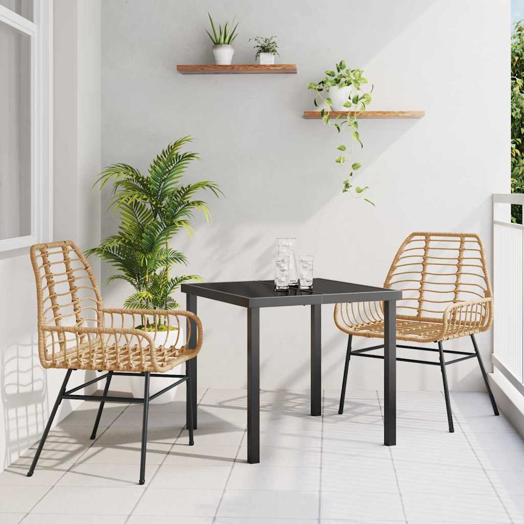 Ensemble de salle à manger pour jardin 3 pcs Marron polyrotin - XIOS