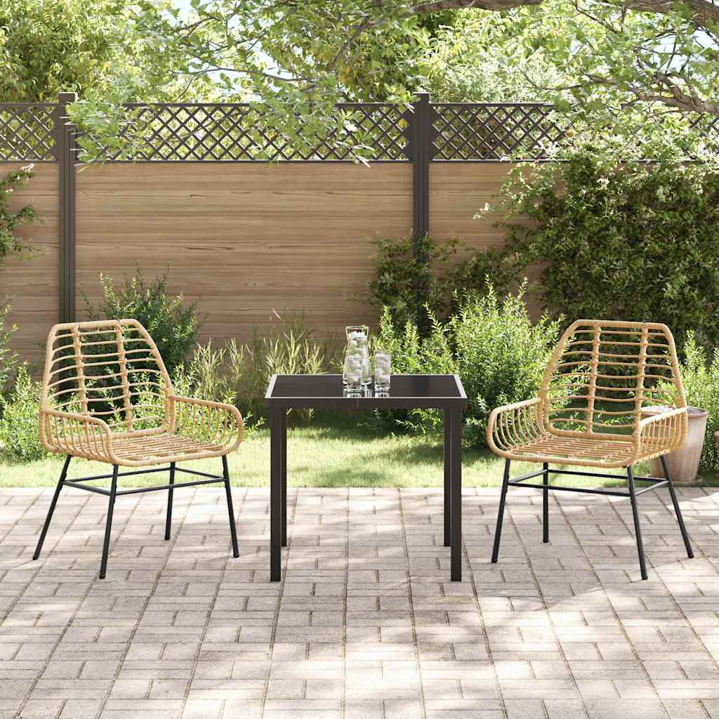 Ensemble de salle à manger pour jardin 3 pcs Marron polyrotin - XIOS
