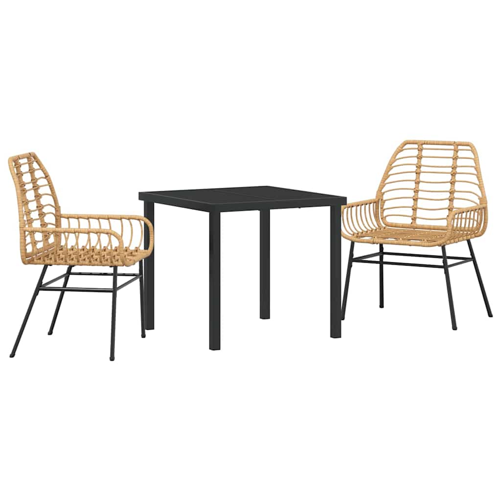 Ensemble de salle à manger pour jardin 3 pcs Marron polyrotin - XIOS