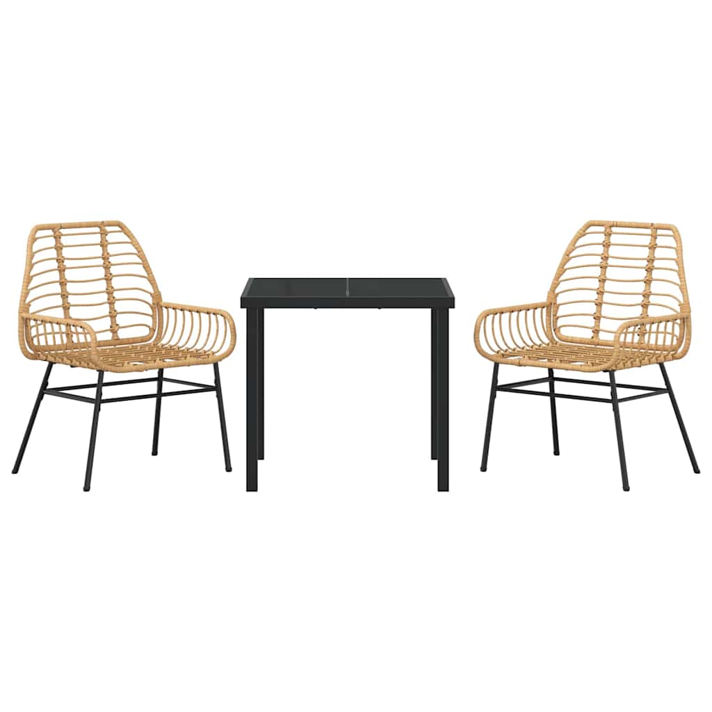 Ensemble de salle à manger pour jardin 3 pcs Marron polyrotin - XIOS