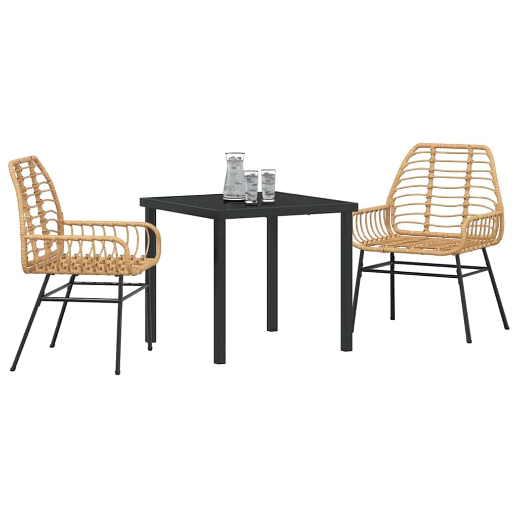Ensemble de salle à manger pour jardin 3 pcs Marron polyrotin - XIOS