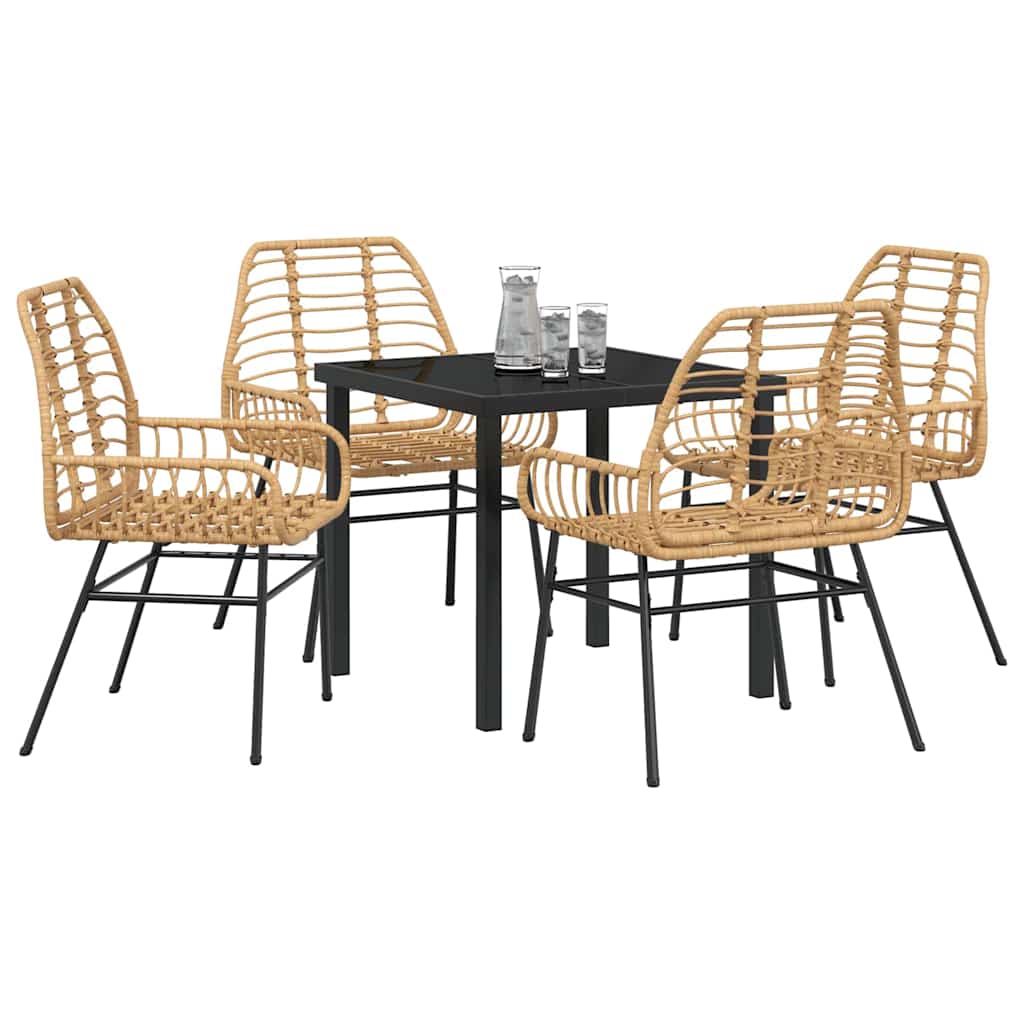 Ensemble de salle à manger pour jardin 5 pcs Marron polyrotin - XIOS