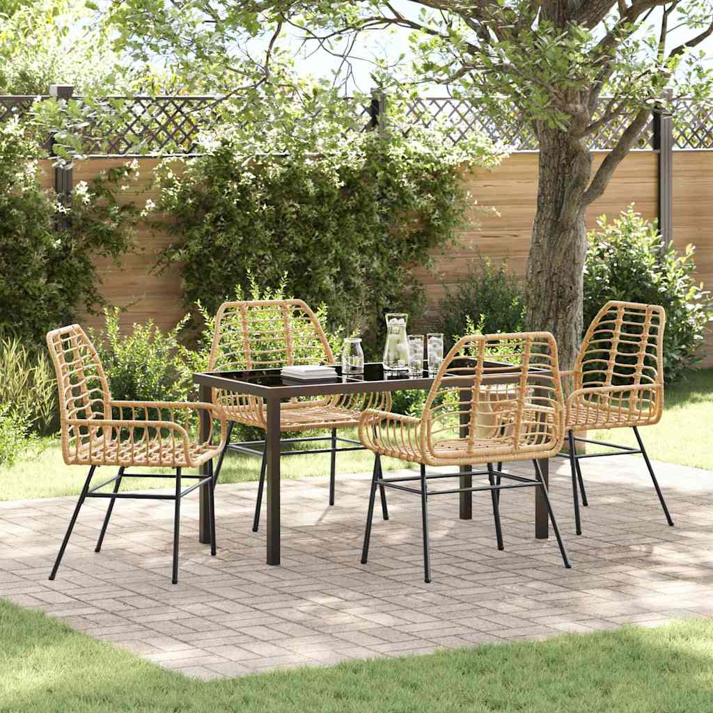 Ensemble de salle à manger pour jardin 5 pcs Marron polyrotin - XIOS