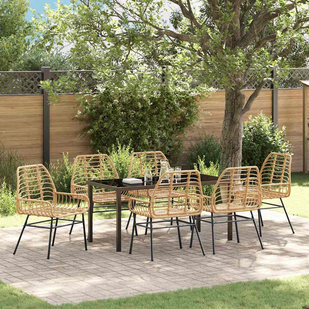 Ensemble de salle à manger pour jardin 7 pcs Marron polyrotin - XIOS