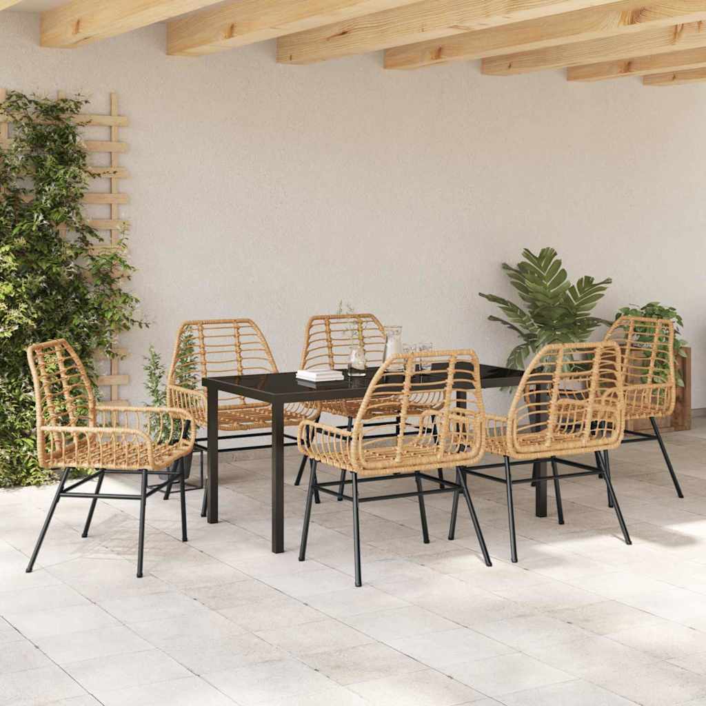 Ensemble de salle à manger pour jardin 7 pcs Marron polyrotin - XIOS