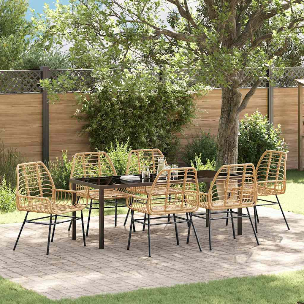 Ensemble de salle à manger pour jardin 7 pcs Marron polyrotin - XIOS