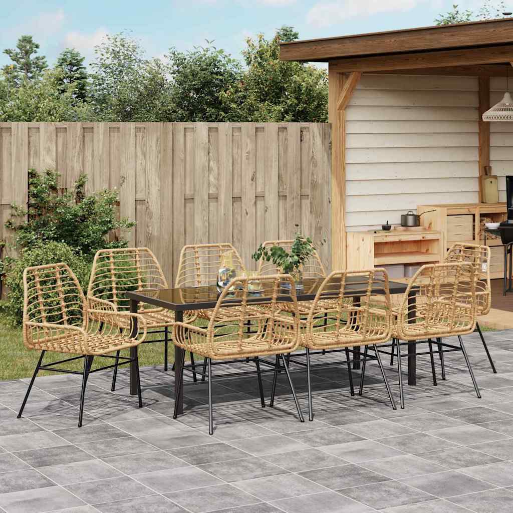 Ensemble de salle à manger pour jardin 9 pcs Marron polyrotin - XIOS