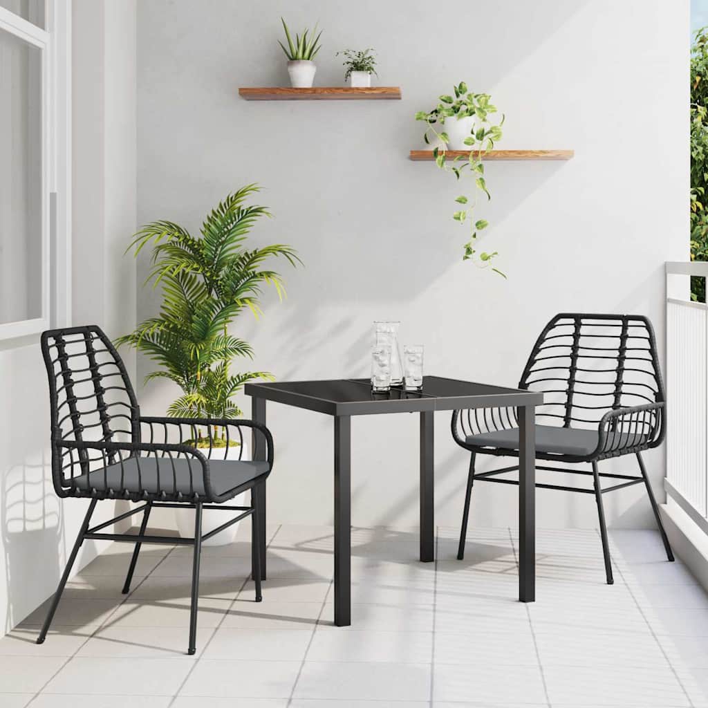 Ensemble de salle à manger pour jardin 3 pcs Noir polyrotin - XIOS