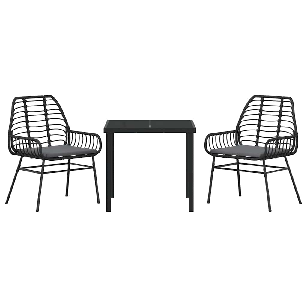 Ensemble de salle à manger pour jardin 3 pcs Noir polyrotin - XIOS