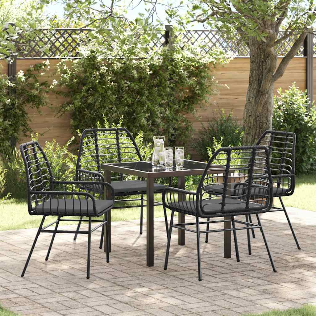 Ensemble de salle à manger pour jardin 5 pcs Noir polyrotin - XIOS