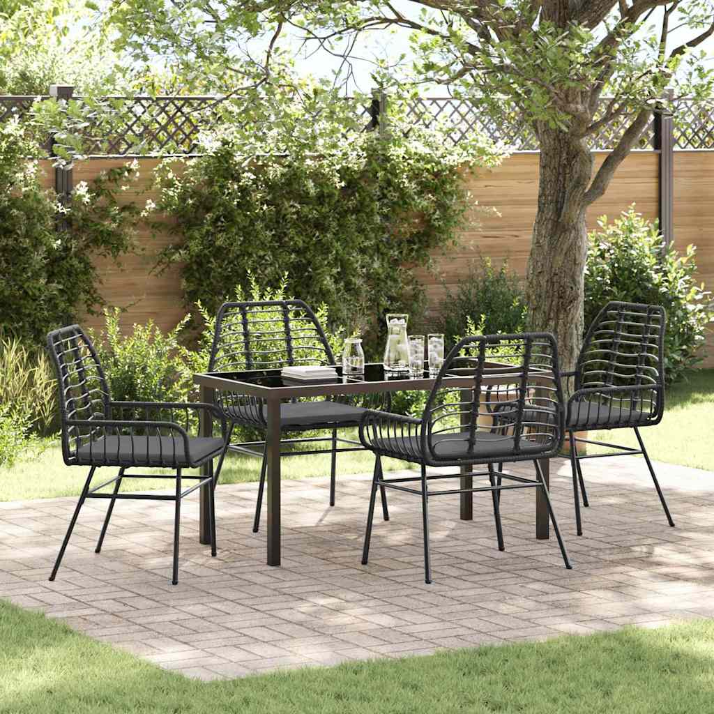 Ensemble de salle à manger pour jardin 5 pcs Noir polyrotin - XIOS