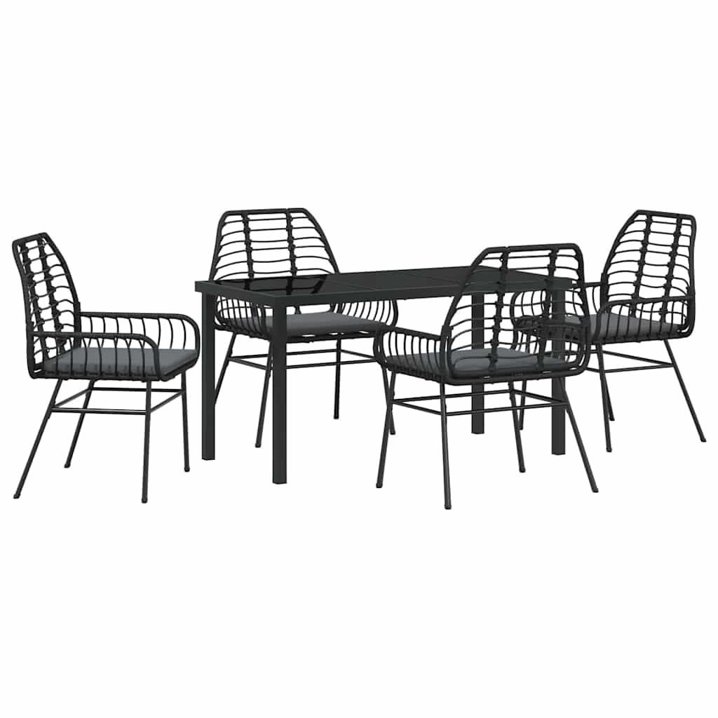 Ensemble de salle à manger pour jardin 5 pcs Noir polyrotin - XIOS