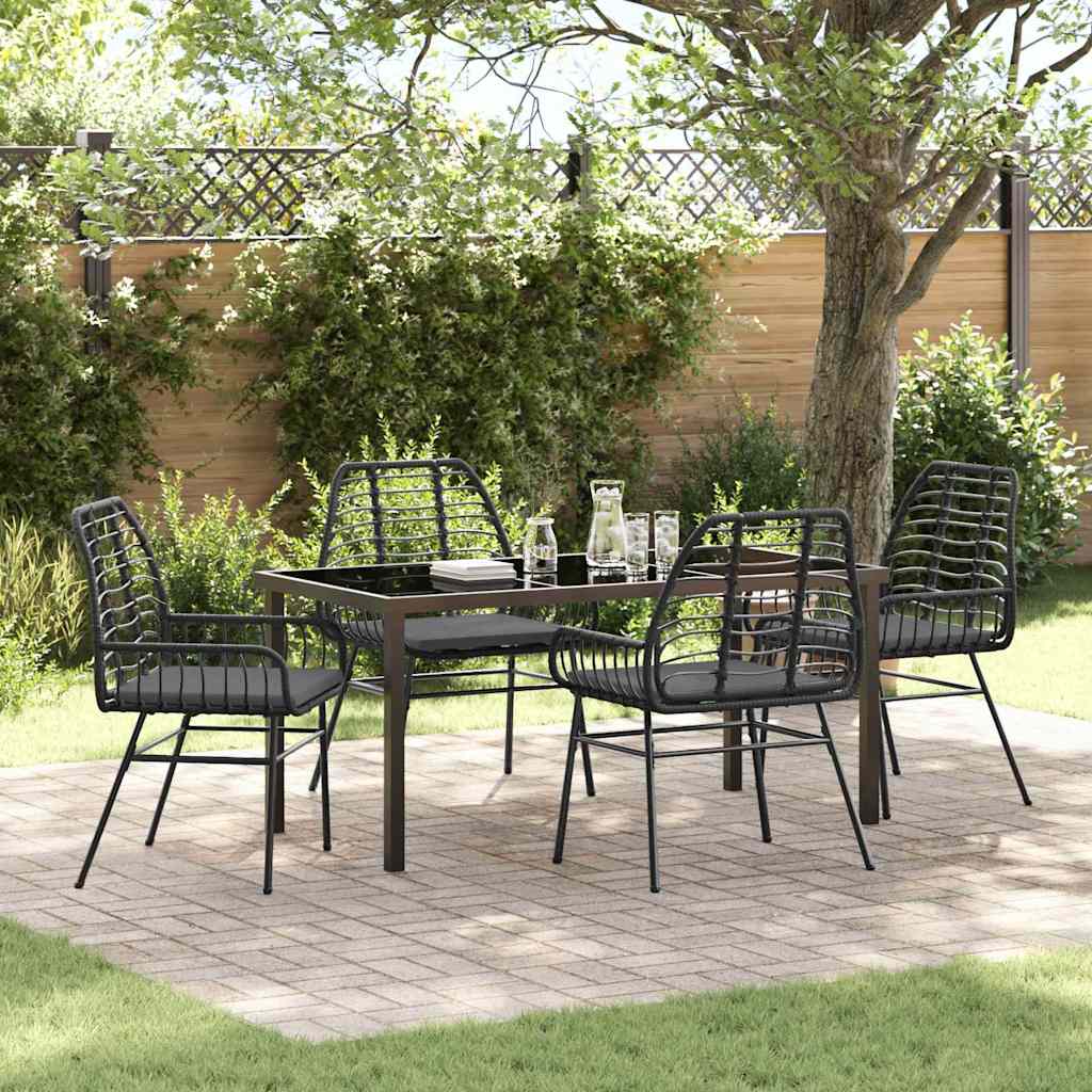 Ensemble de salle à manger pour jardin 5 pcs Noir polyrotin - XIOS