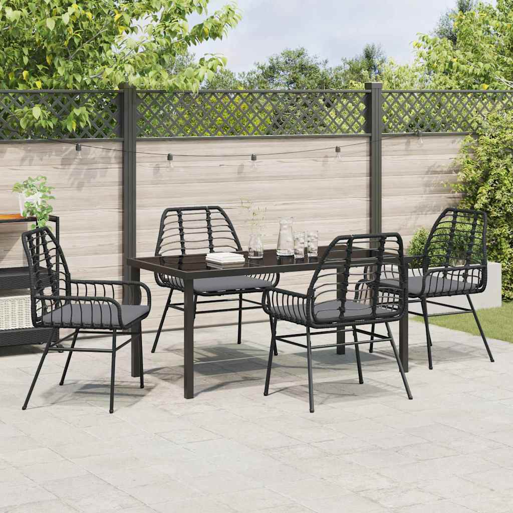 Ensemble de salle à manger pour jardin 5 pcs Noir polyrotin - XIOS