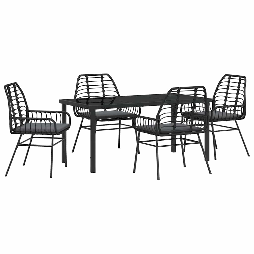 Ensemble de salle à manger pour jardin 5 pcs Noir polyrotin - XIOS