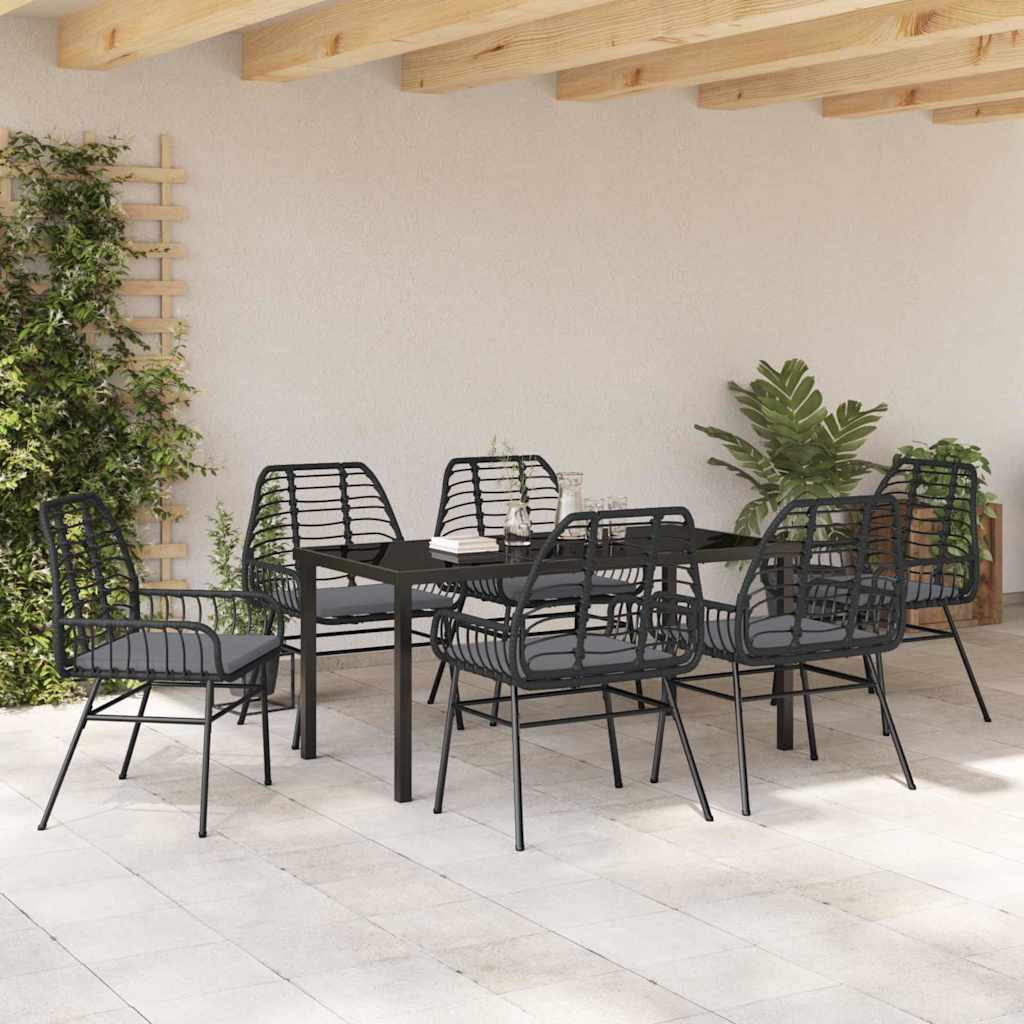 Ensemble de salle à manger pour jardin 7 pcs Noir polyrotin - XIOS