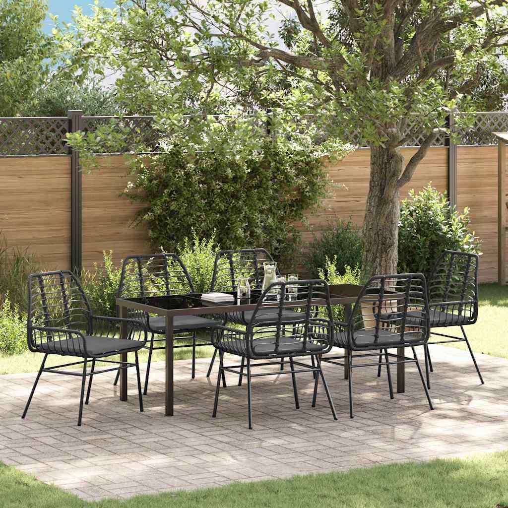 Ensemble de salle à manger pour jardin 7 pcs Noir polyrotin - XIOS