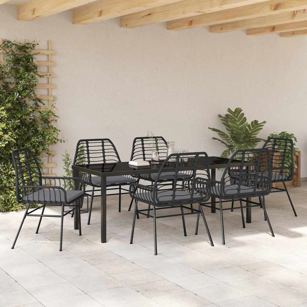 Ensemble de salle à manger pour jardin 7 pcs Noir polyrotin - XIOS