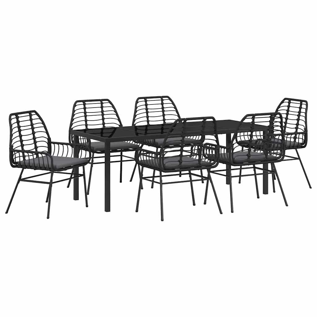 Ensemble de salle à manger pour jardin 7 pcs Noir polyrotin - XIOS
