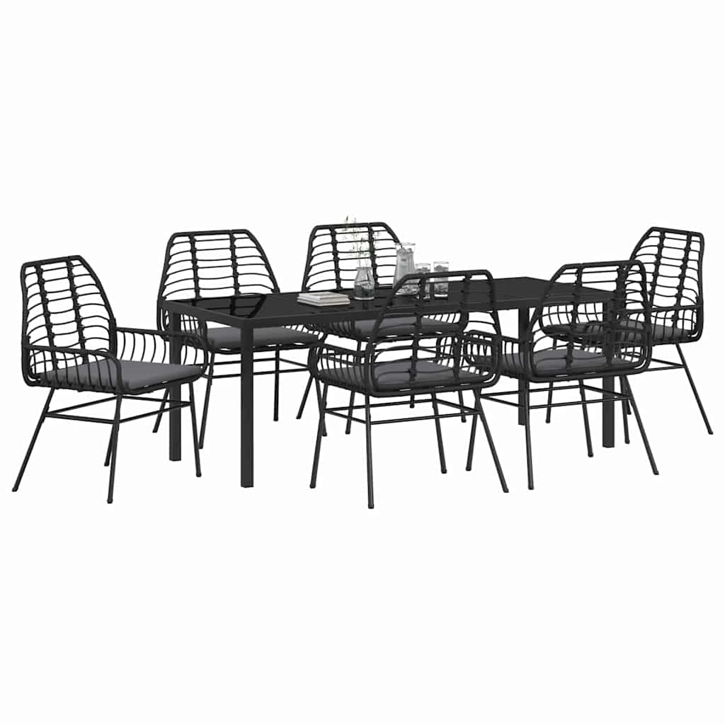 Ensemble de salle à manger pour jardin 7 pcs Noir polyrotin - XIOS