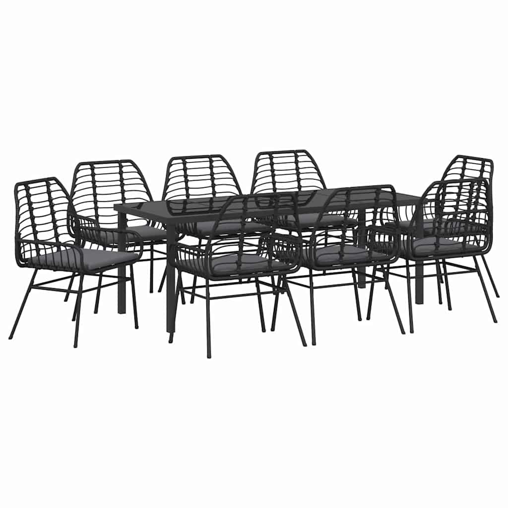 Ensemble de salle à manger pour jardin 9 pcs Noir polyrotin - XIOS